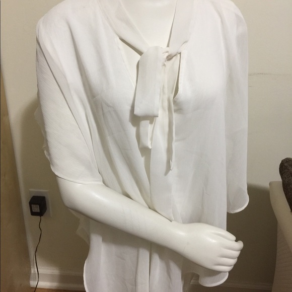 AGB® Plus Size Popover Tie Neck Top
Color: Cream - Picture 1 of 7